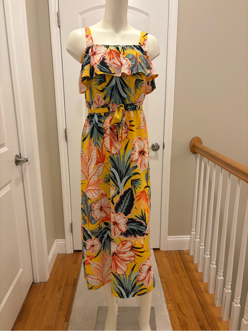 full circle Trends Floral Yellow Boho Dress - Small